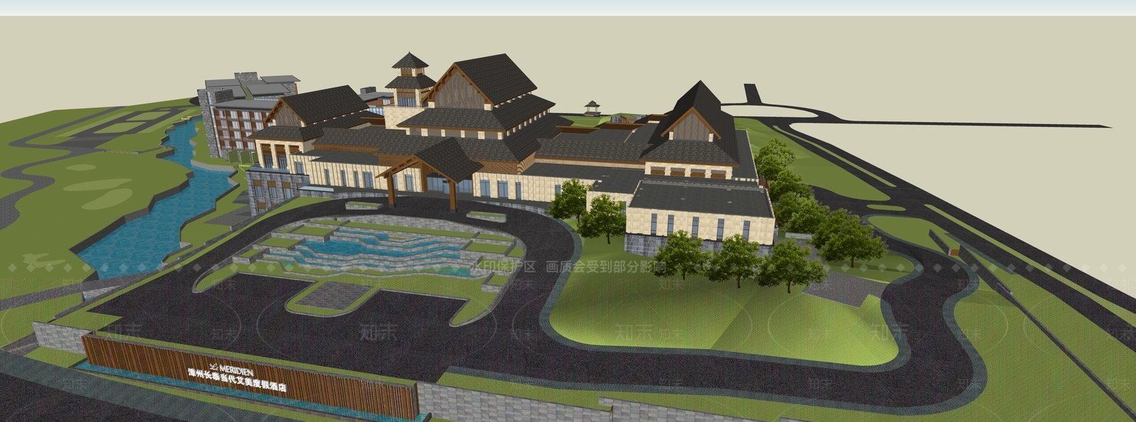 现代酒店建筑SU模型下载【ID:1184371444】
