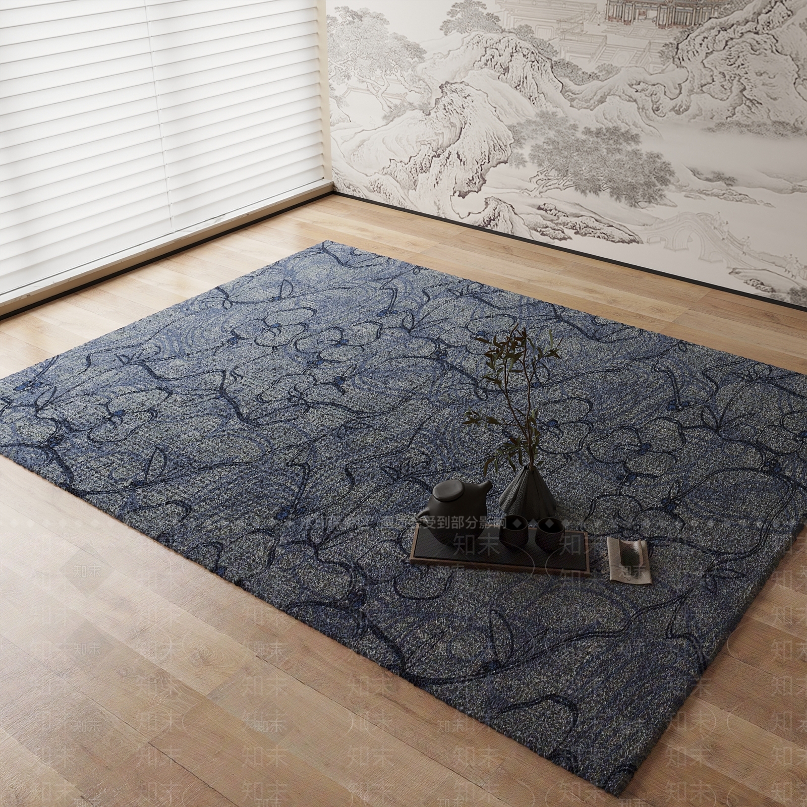 新中式地毯3D模型下载【ID:1184371511】