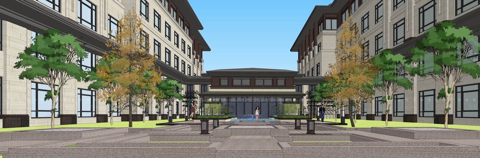 现代酒店建筑SU模型下载【ID:1184371876】