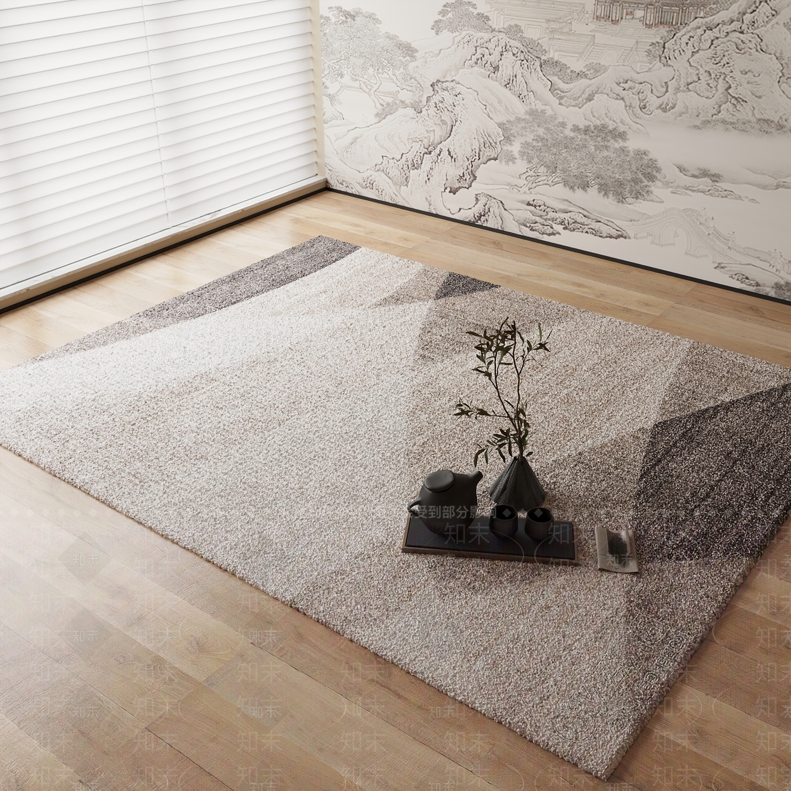 新中式地毯3D模型下载【ID:1184371903】