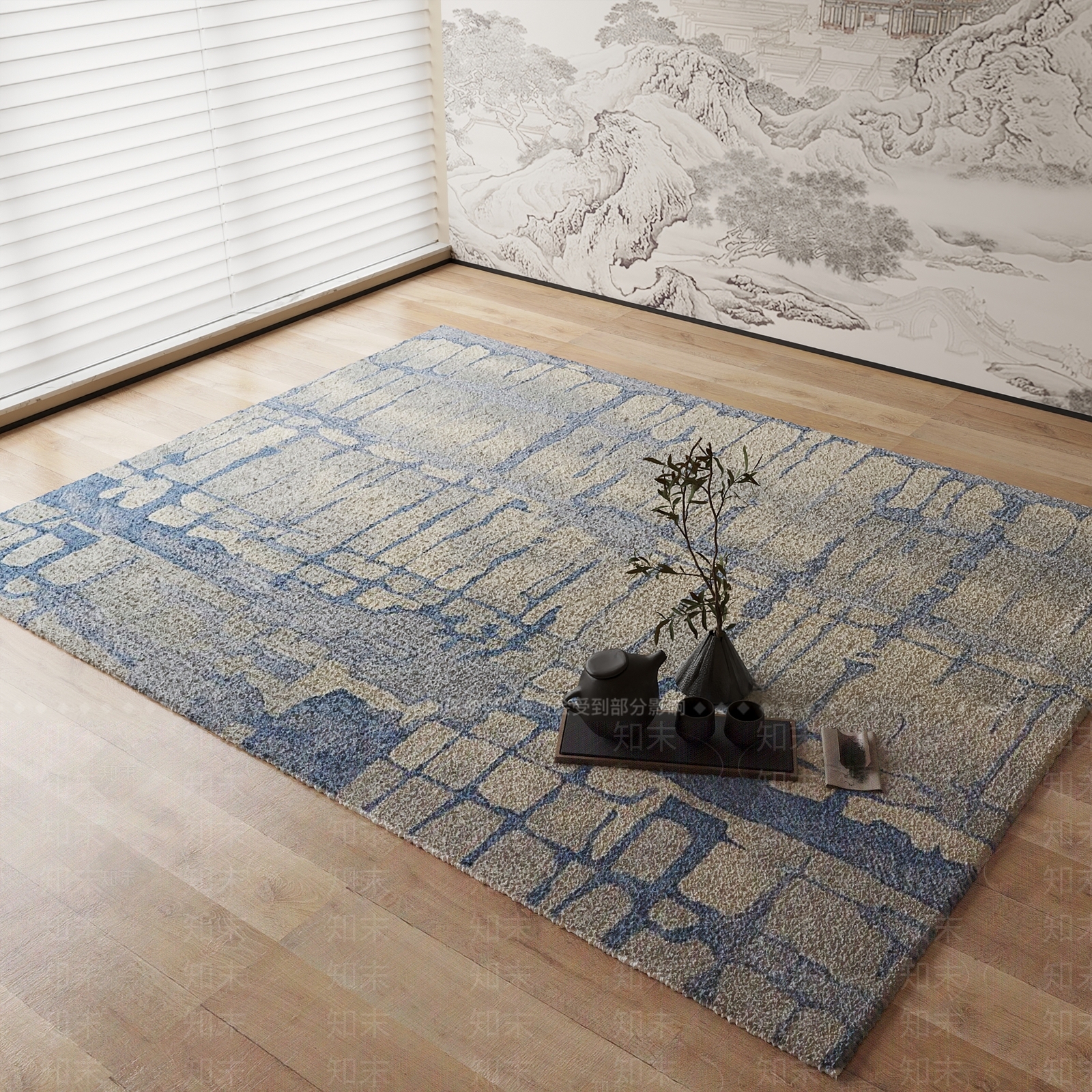 新中式地毯3D模型下载【ID:1184372234】
