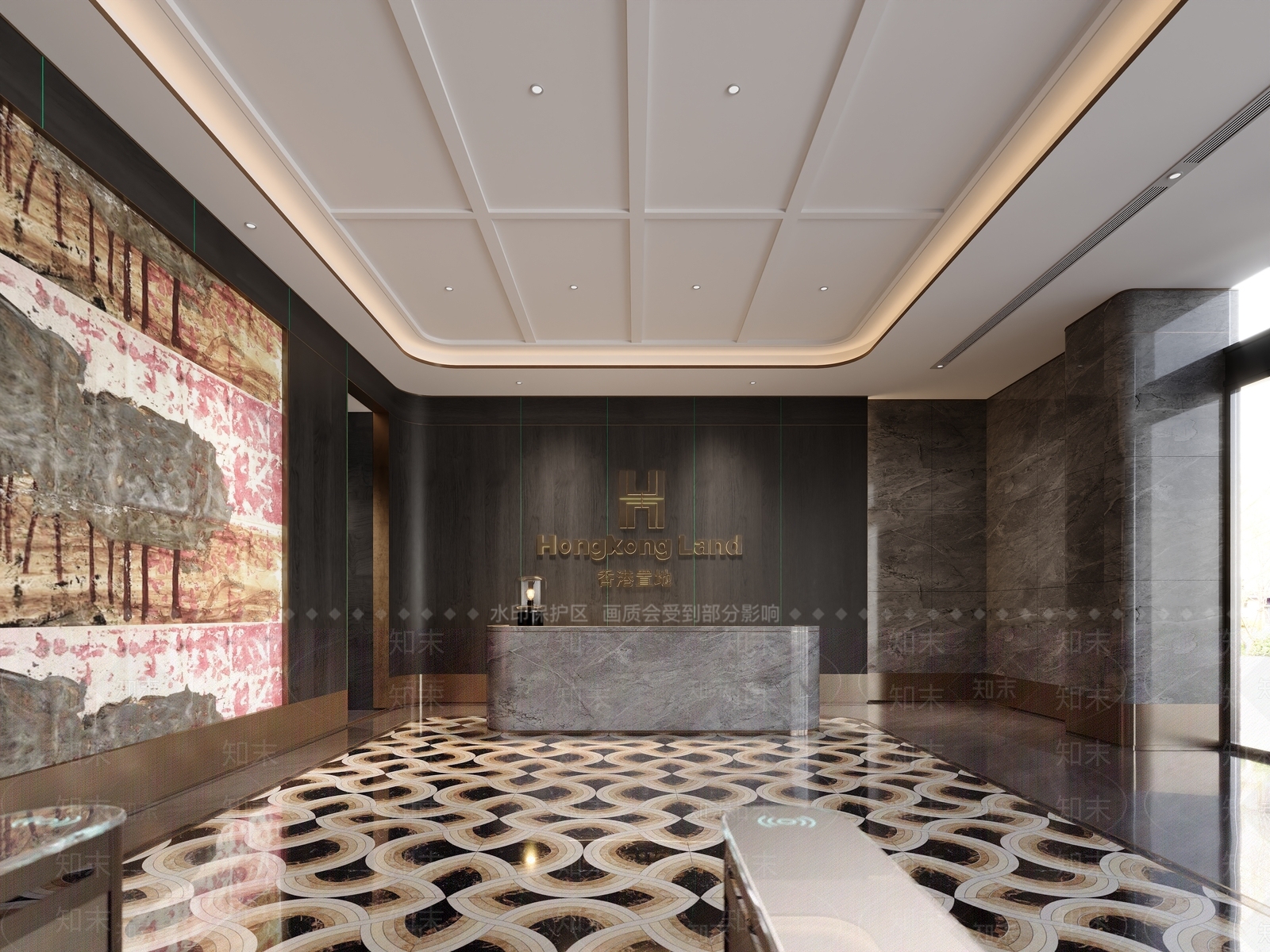 现代轻奢酒店大堂SU模型下载【ID:1184372493】