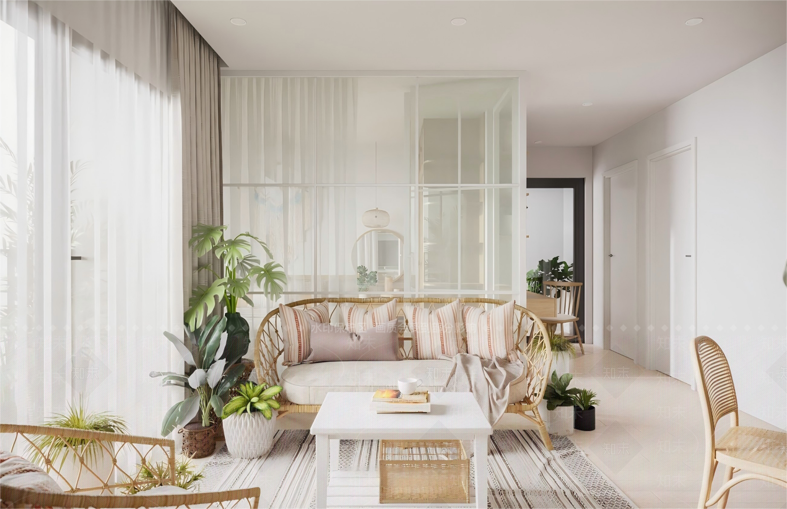 现代北欧客餐厅3D模型下载【ID:1184381373】