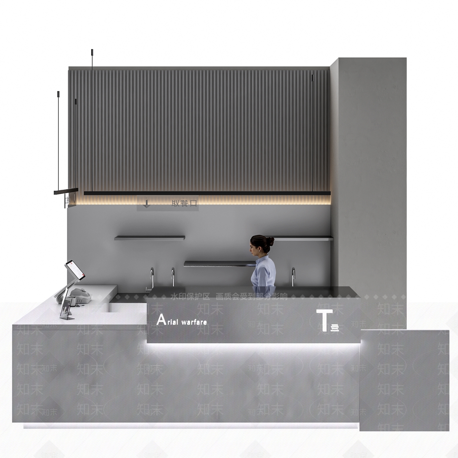 工业风咖啡厅收银台操作台3D模型下载【ID:1184382186】