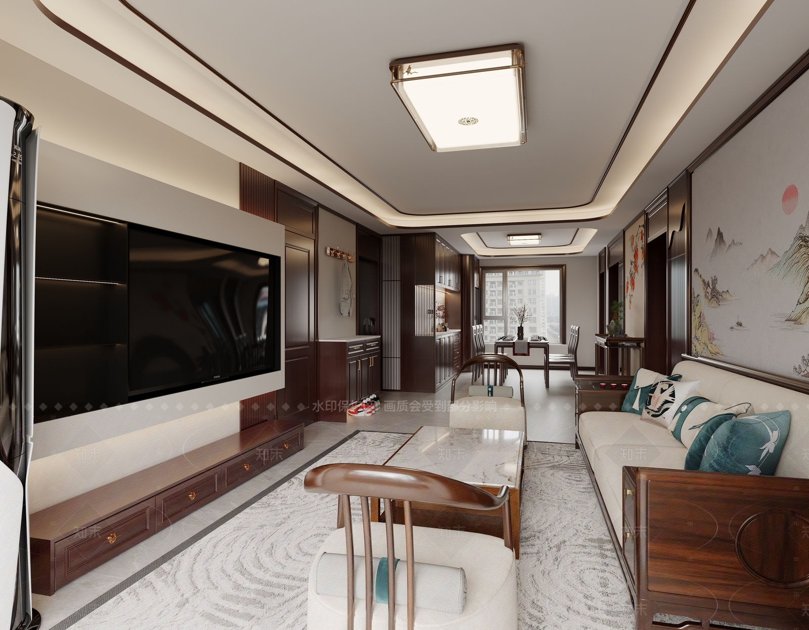 新中式玄关3D模型下载【ID:1215000602】