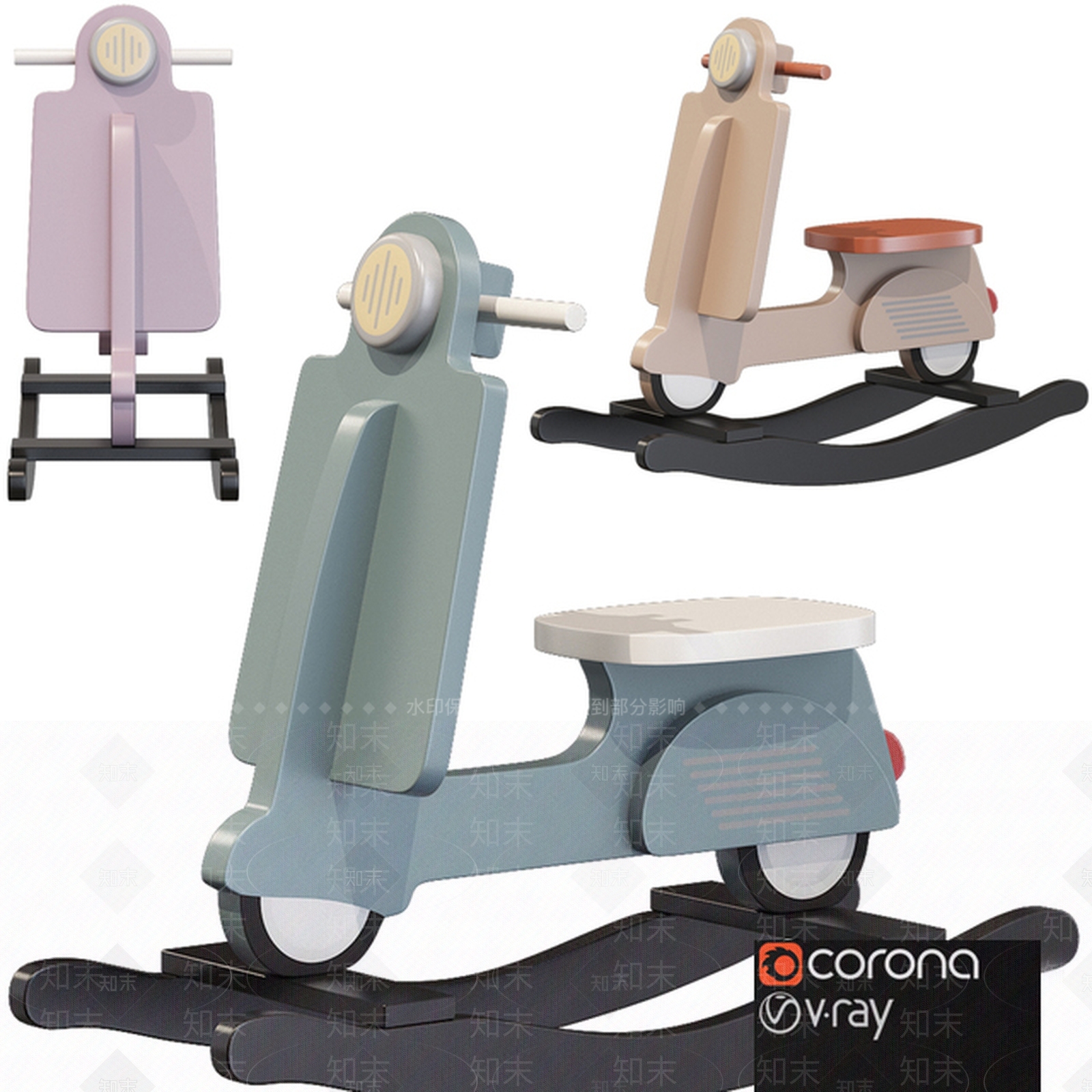 现代童车摇摆滑板车3D模型下载【ID:1184392088】