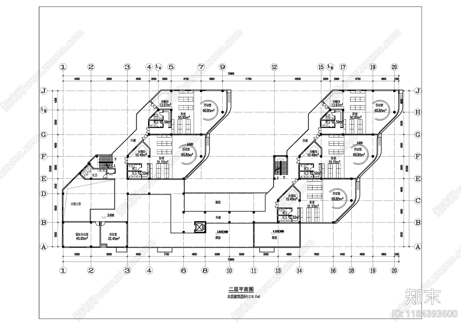 现代幼儿园建筑cad施工图下载【ID:1184393600】
