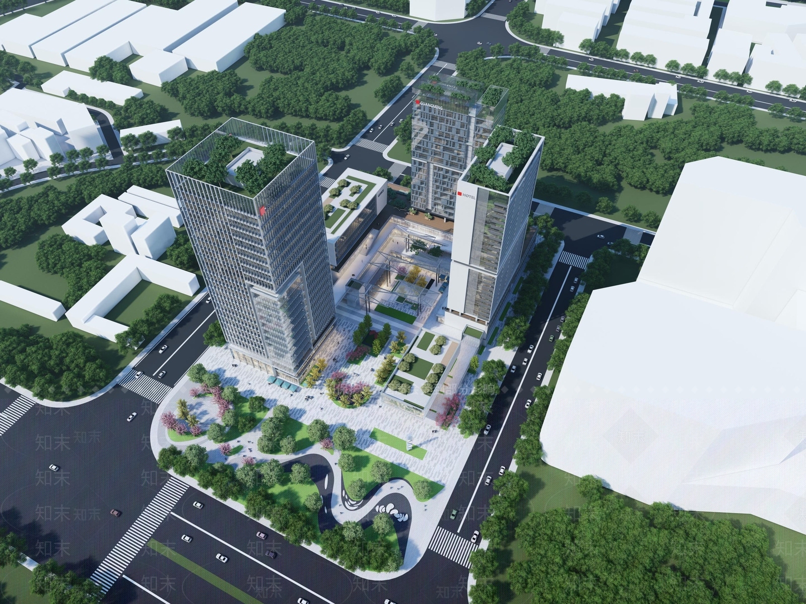 现代工业办公景观SU模型下载【ID:1184394132】