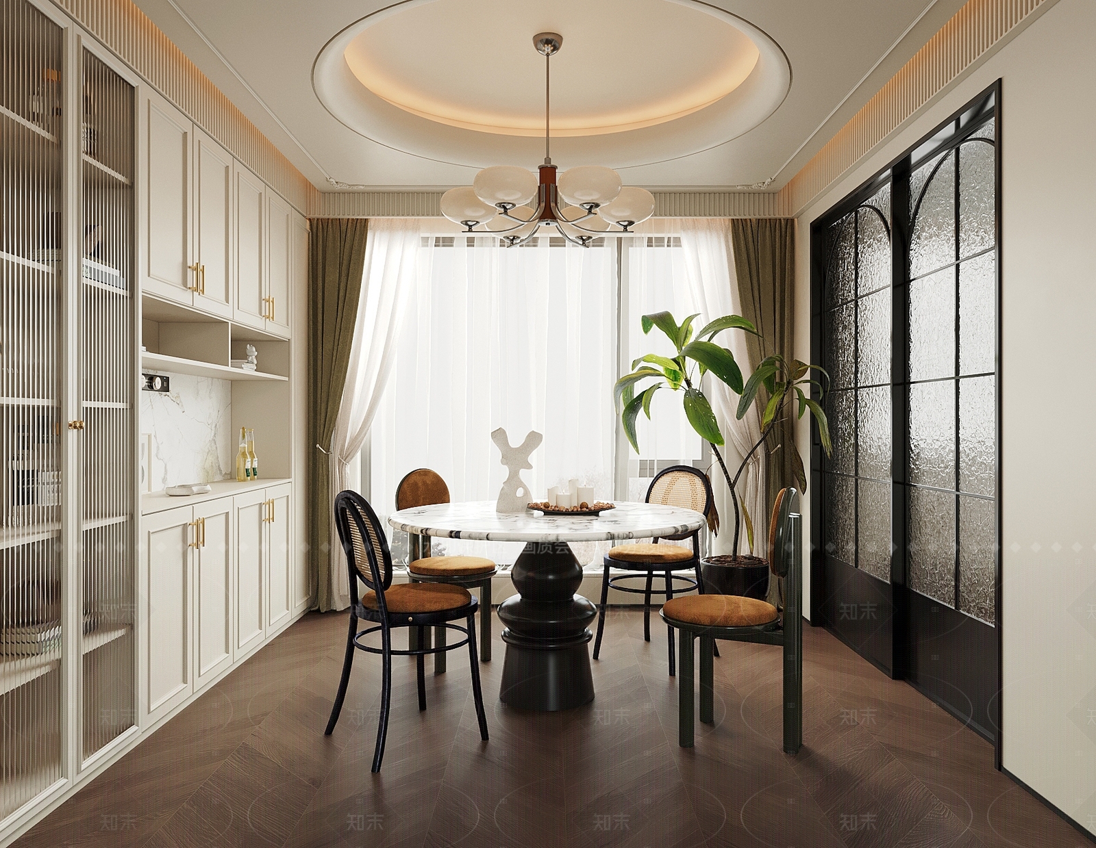法式家居餐厅3D模型下载【ID:1215000699】