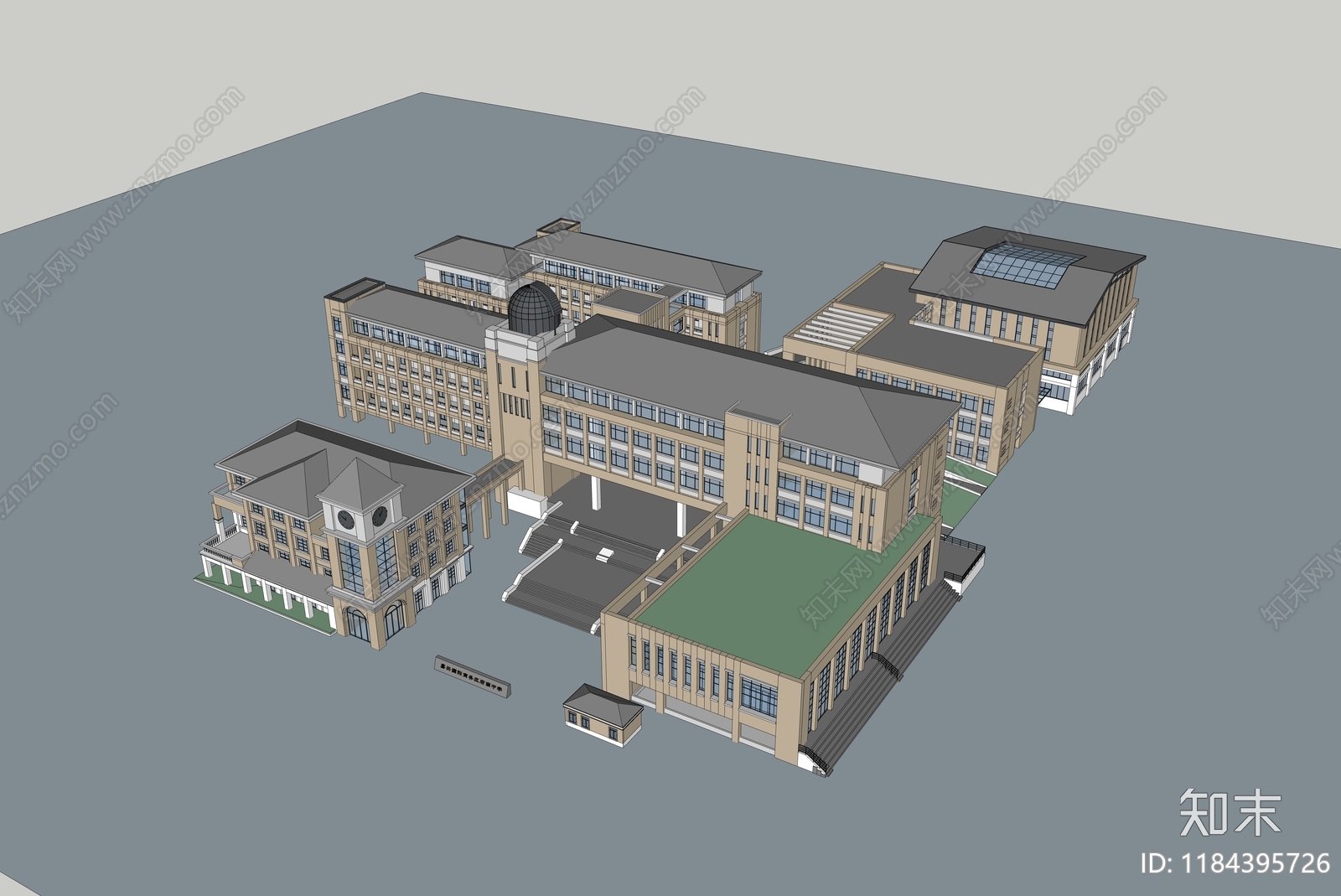 现代学校建筑SU模型下载【ID:1184395726】