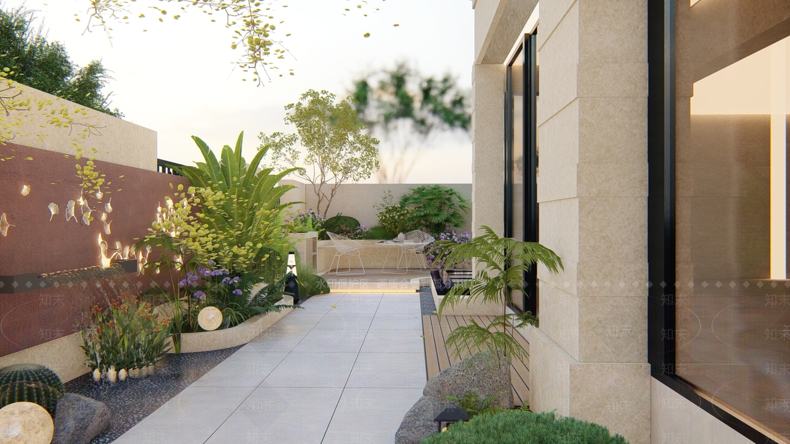 现代极简别墅庭院SU模型下载【ID:1184397990】