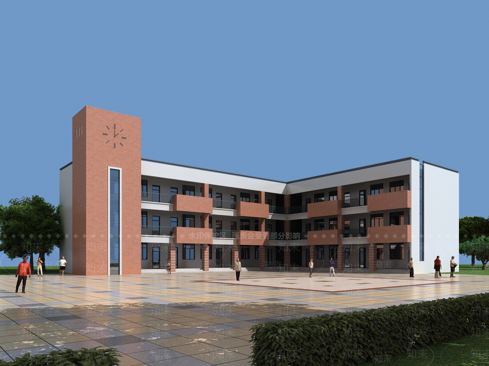 现代学校外观3D模型下载【ID:1184397300】