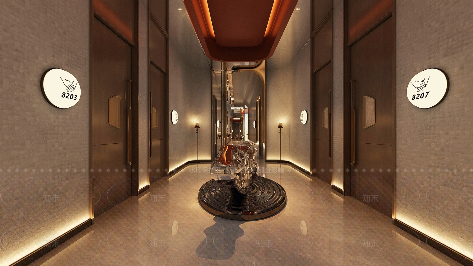 现代酒店走廊3D模型下载【ID:1215000807】