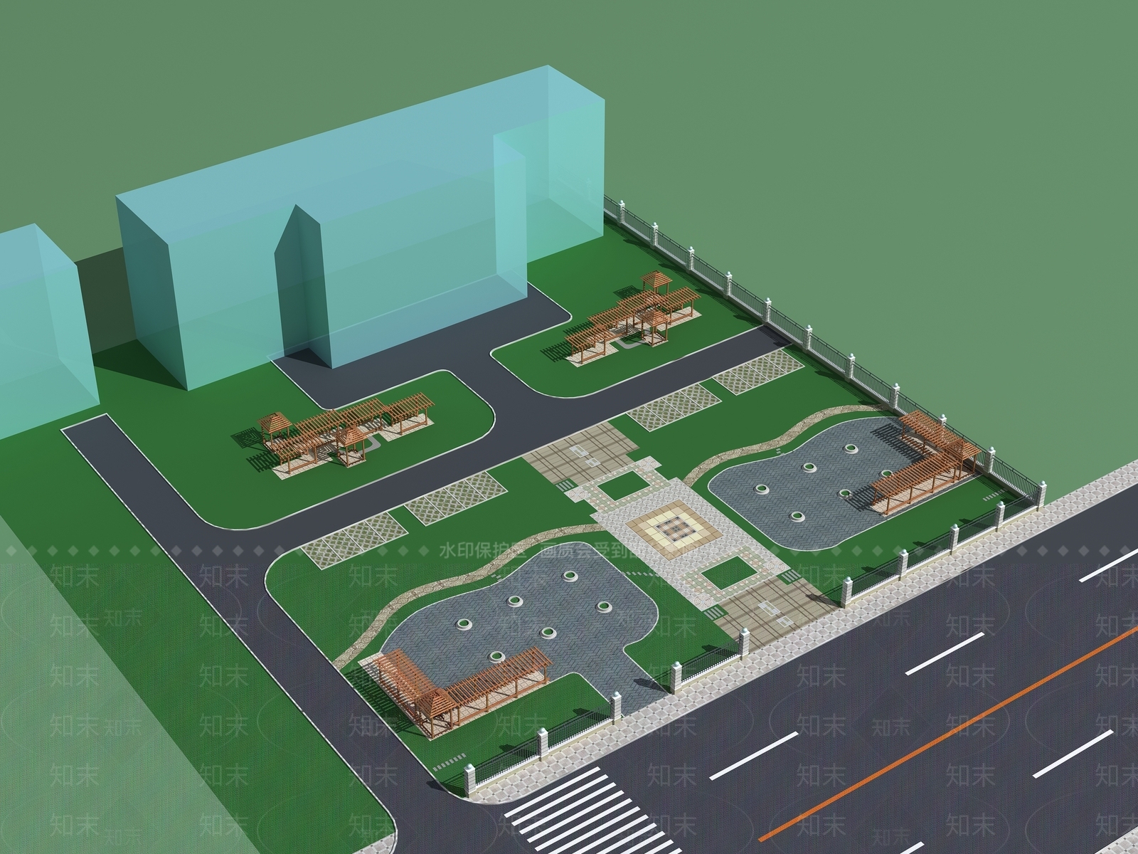 现代广场景观3D模型下载【ID:1184406671】