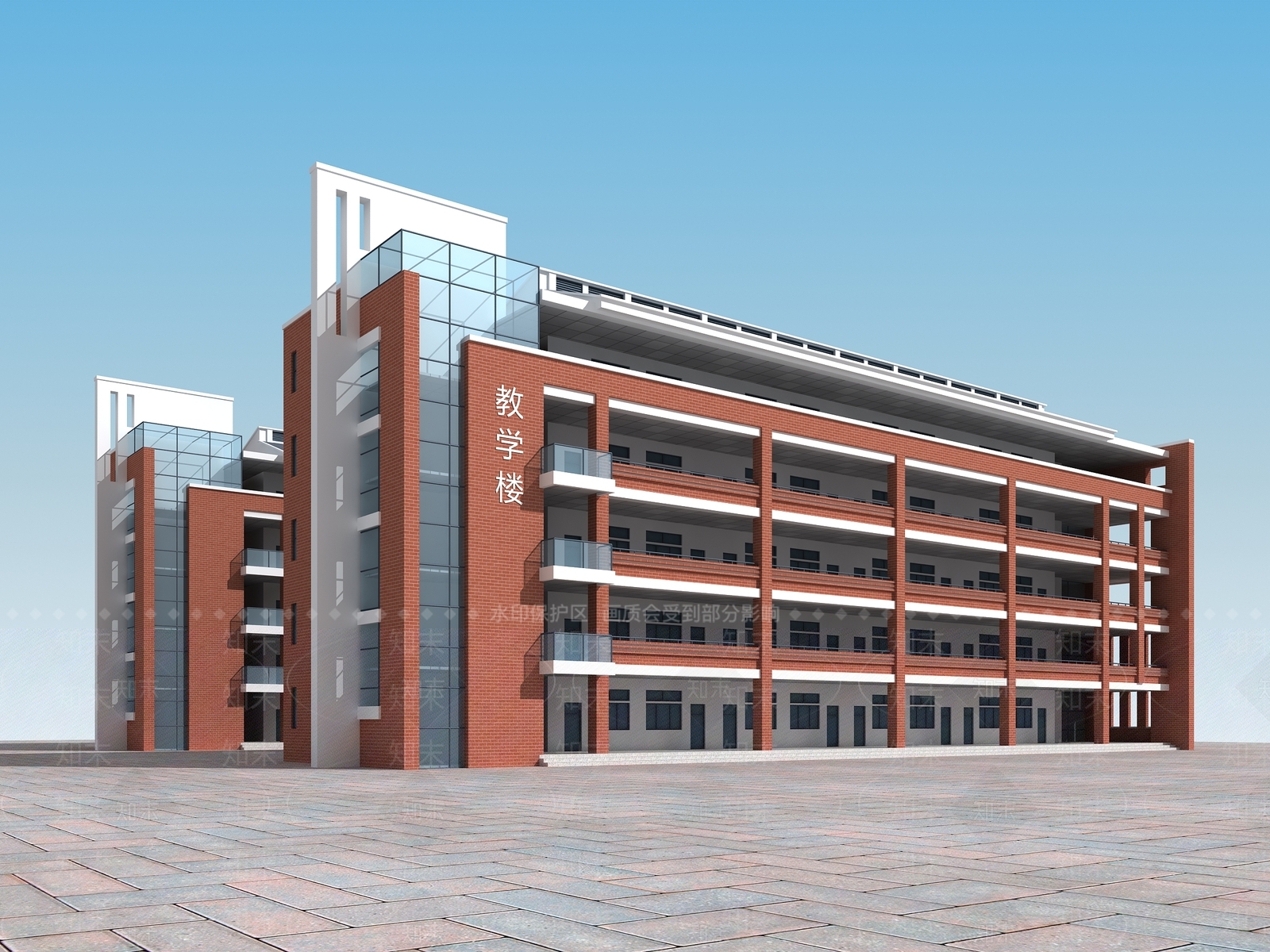 现代学校外观3D模型下载【ID:1184406839】