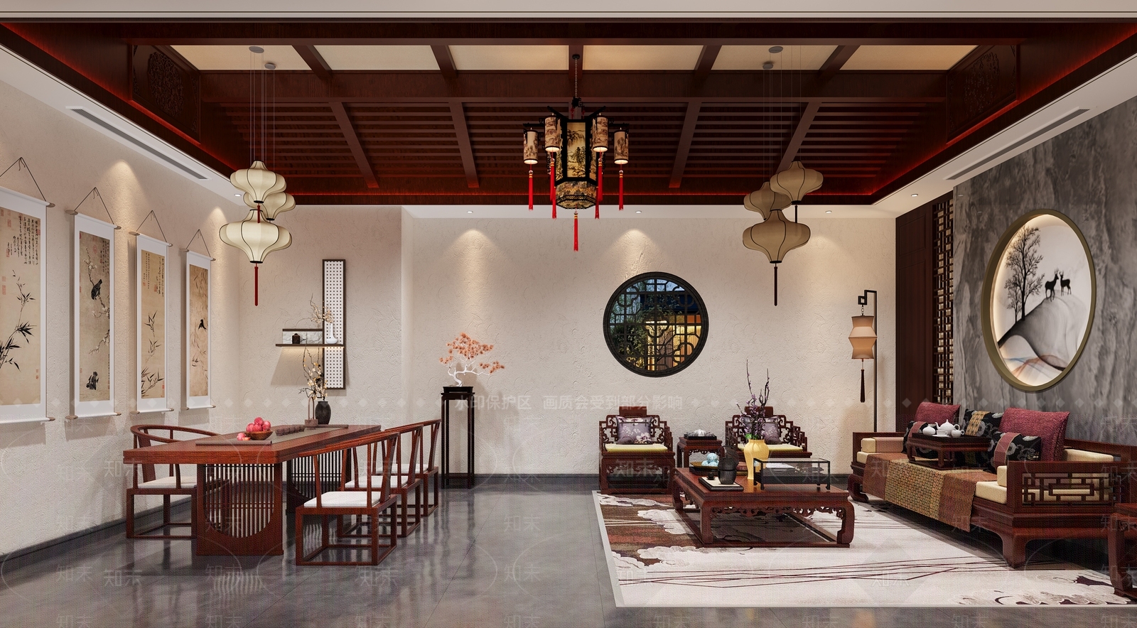 新中式家居客厅3D模型下载【ID:1184411147】