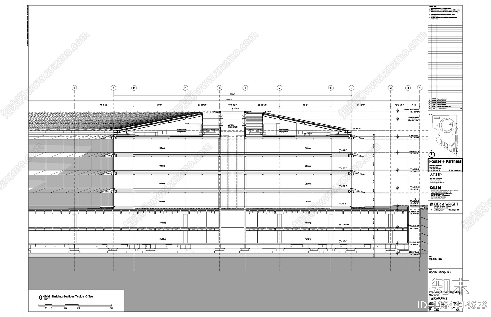 现代办公楼建筑cad施工图下载【ID:1184414659】