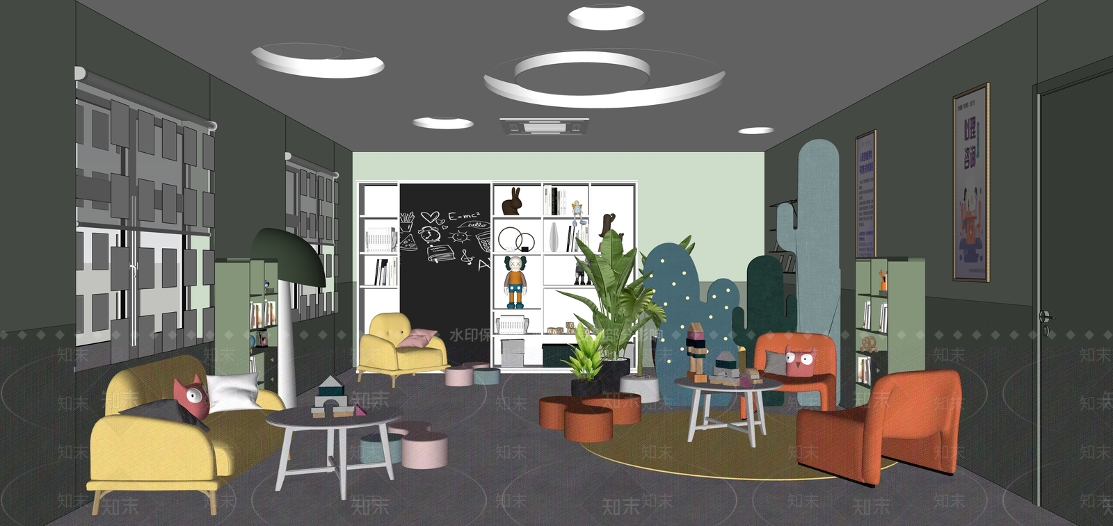 现代教室SU模型下载【ID:1184415824】