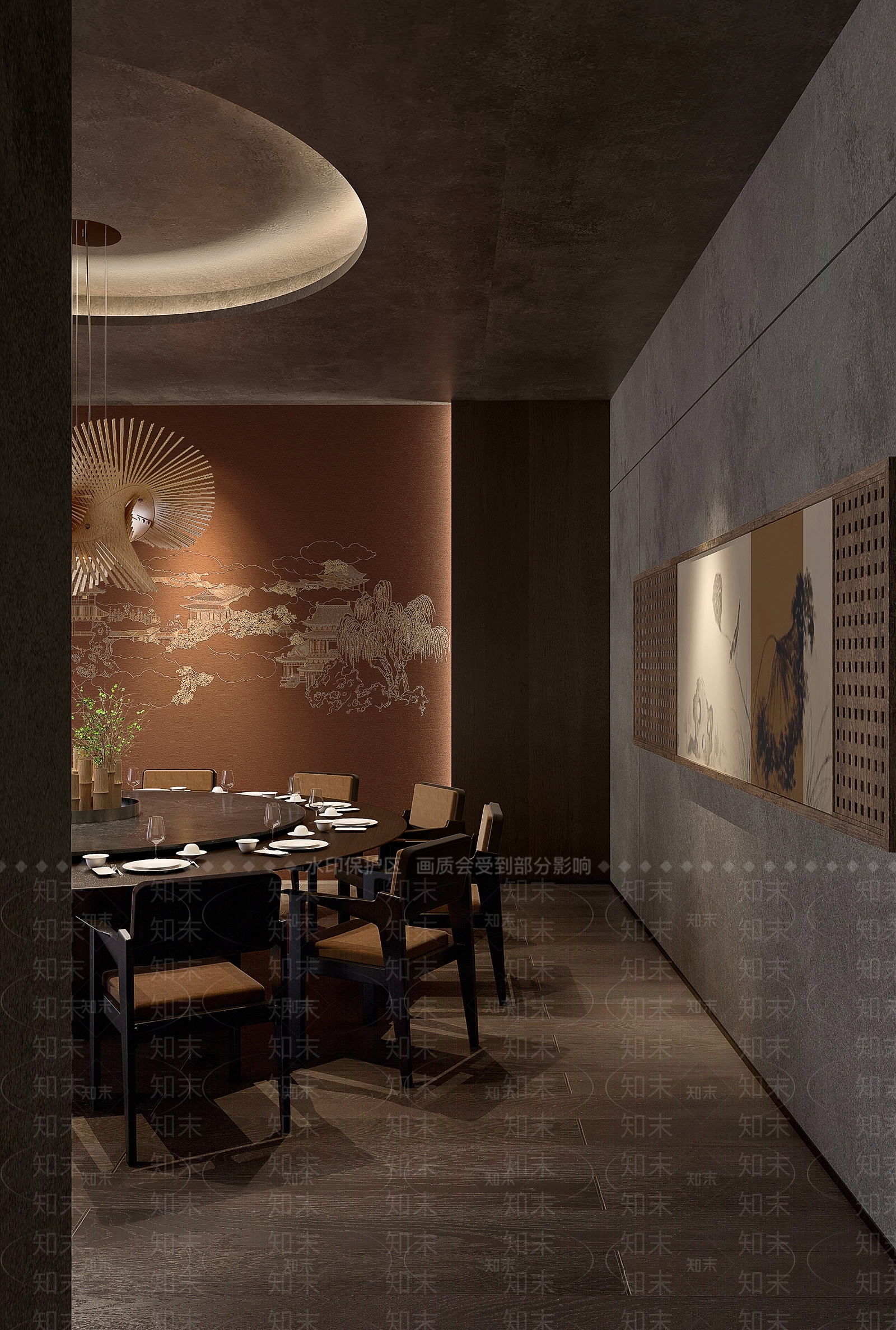 现代侘寂包厢SU模型下载【ID:1184416754】