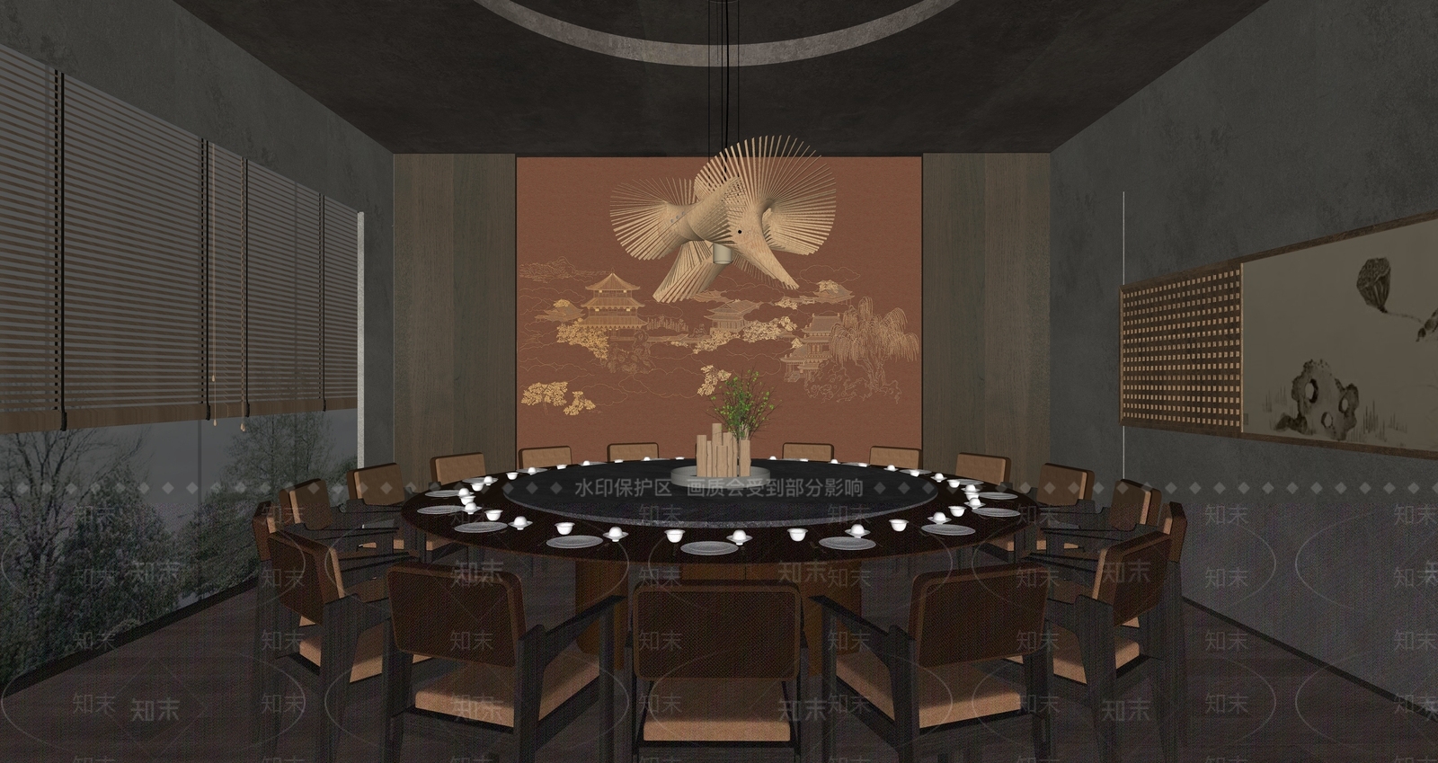 现代侘寂包厢SU模型下载【ID:1184416754】