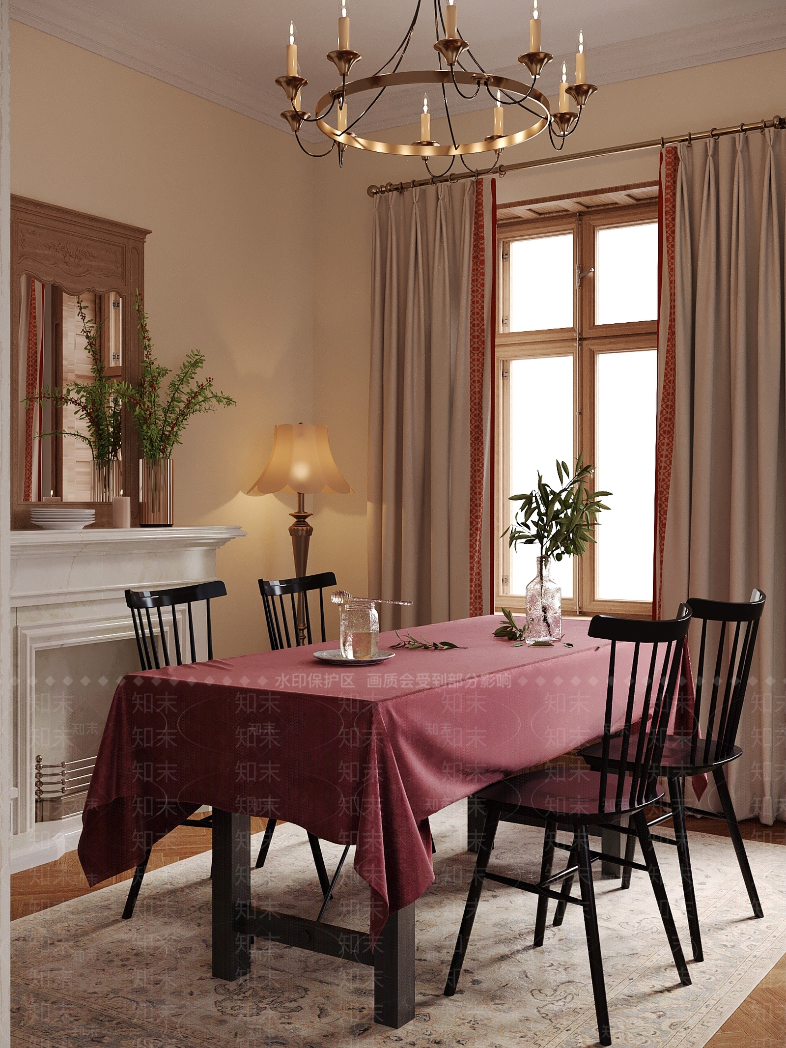 美式客餐厅3D模型下载【ID:1184417164】