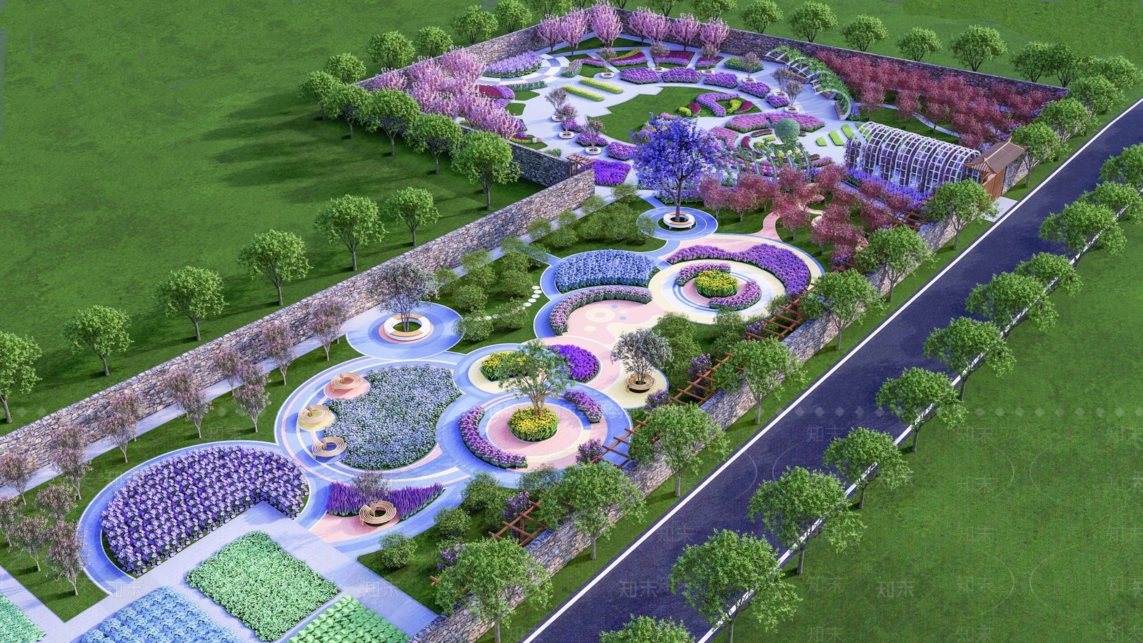 现代法式景观公园SU模型下载【ID:1184420312】