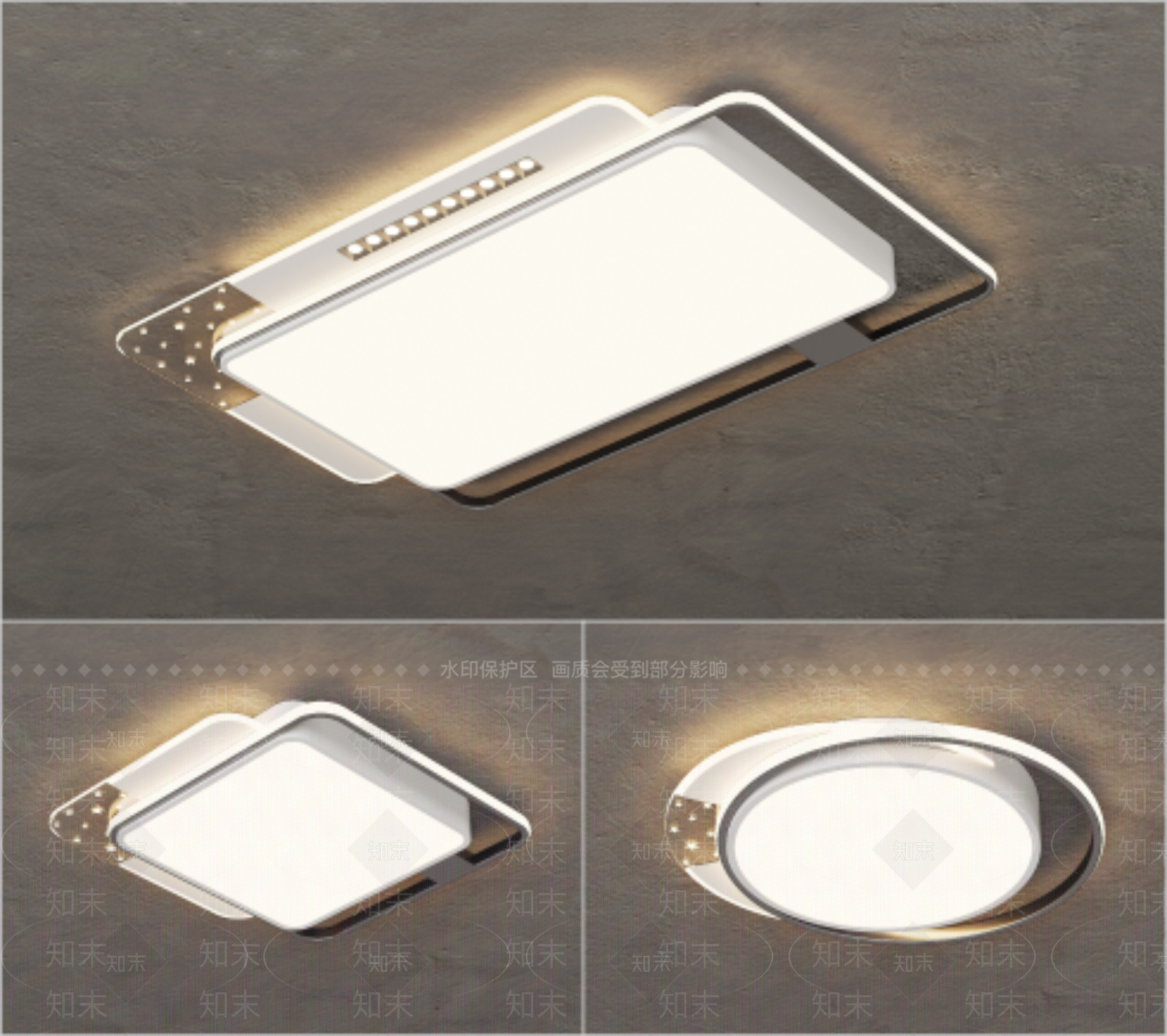 现代简约吸顶灯3D模型下载【ID:1184423931】