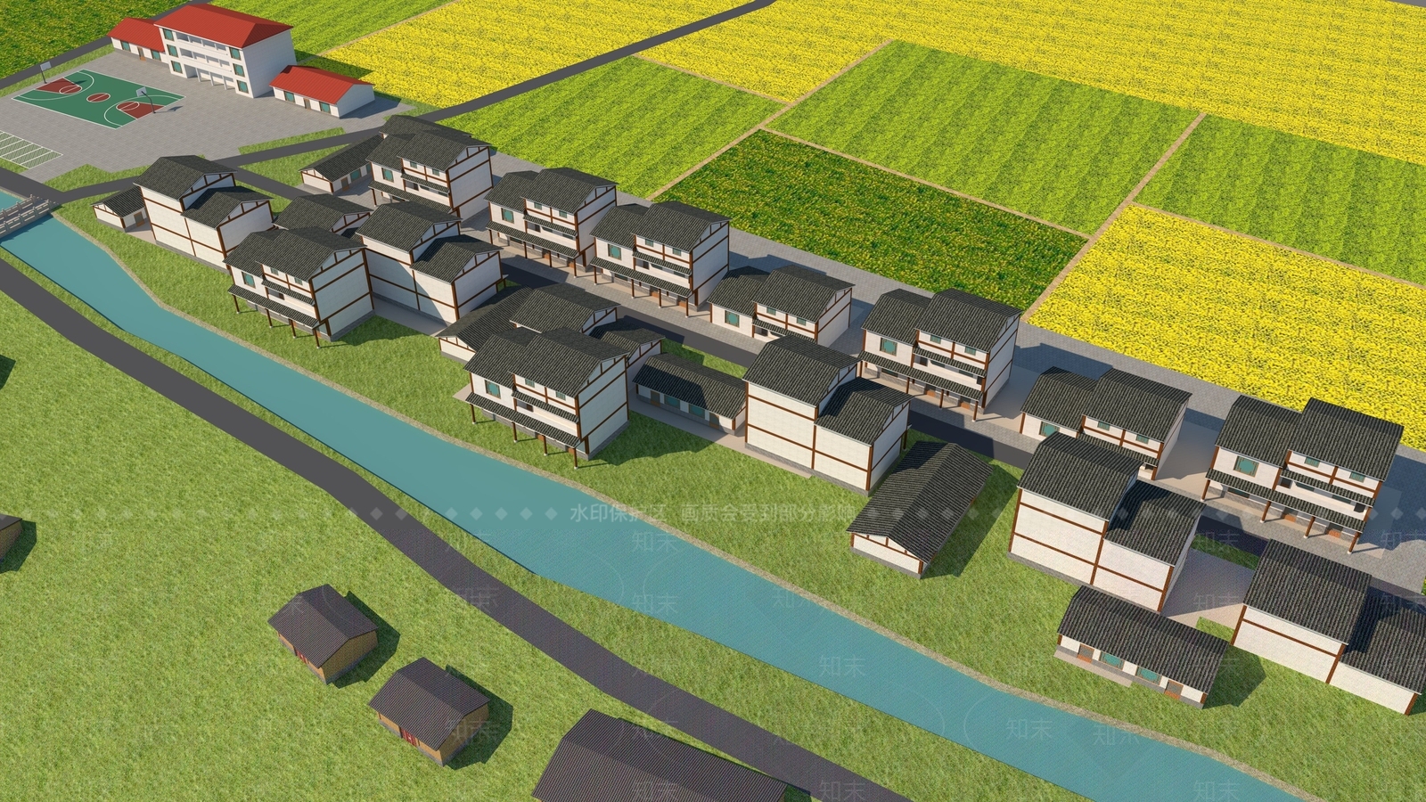 新中式中式商业街3D模型下载【ID:1184424304】