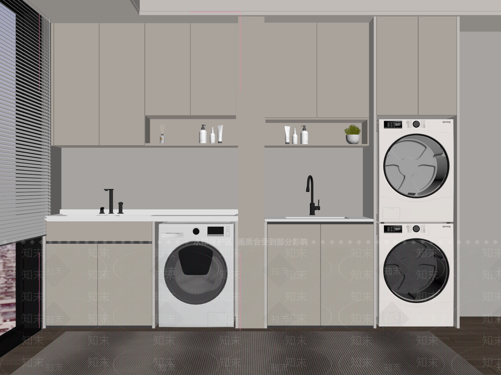 现代洗衣机柜SU模型下载【ID:1184425789】