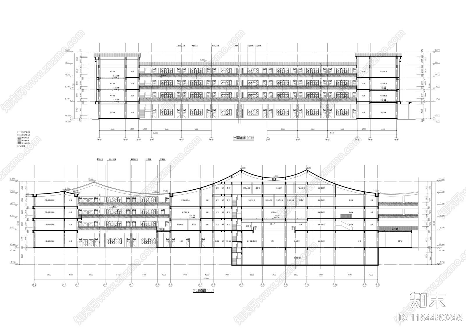 现代学校建筑cad施工图下载【ID:1184430246】