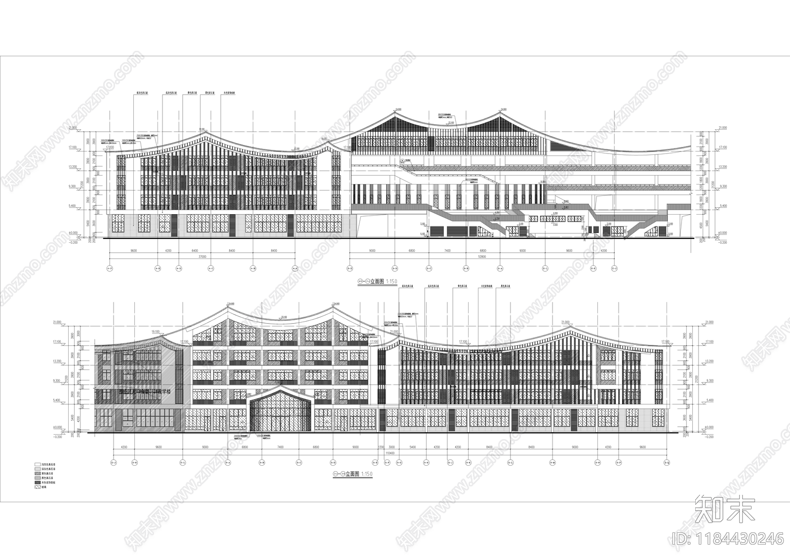 现代学校建筑cad施工图下载【ID:1184430246】