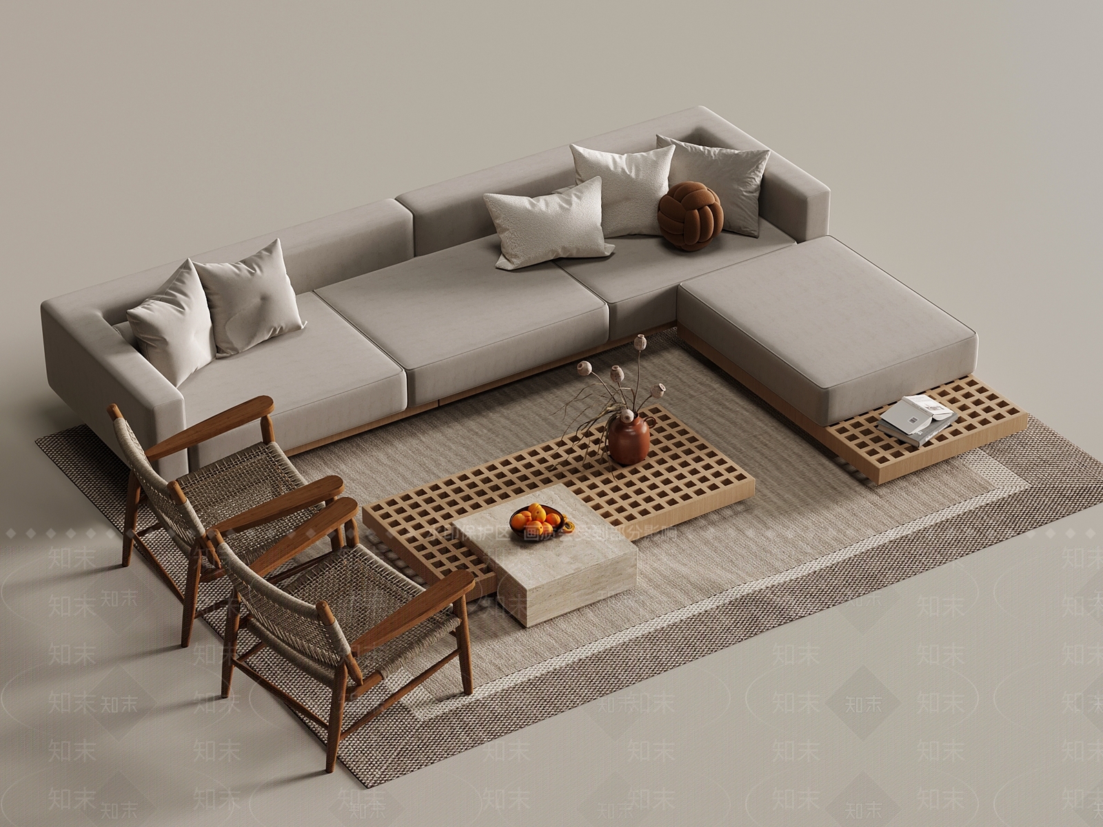 新中式三人沙发3D模型下载【ID:1184430042】
