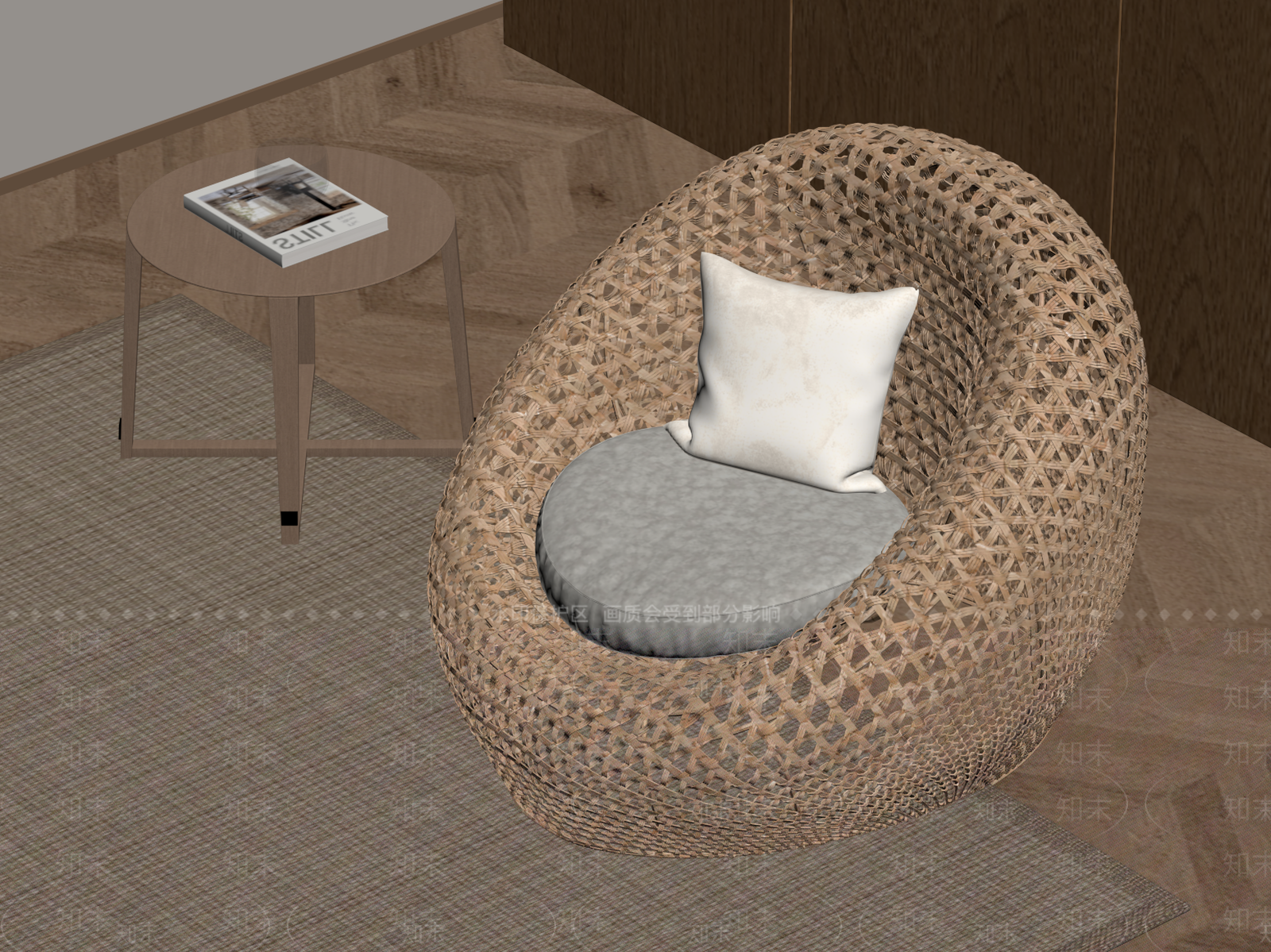 新中式懒人沙发SU模型下载【ID:1184431498】