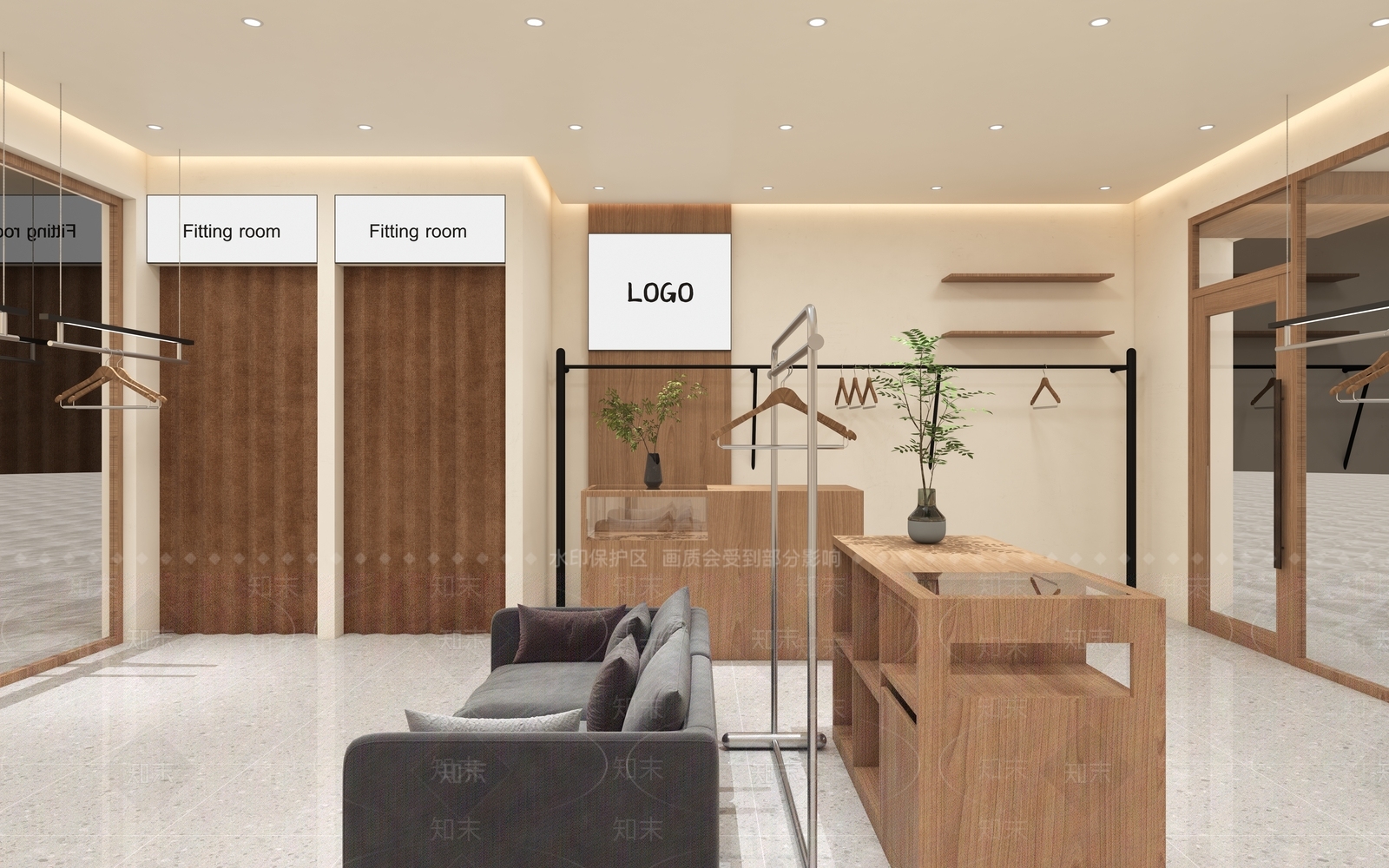 侘寂原木服装店3D模型下载【ID:1184432170】