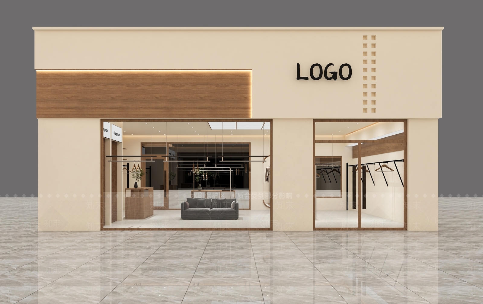 侘寂原木服装店3D模型下载【ID:1184432170】