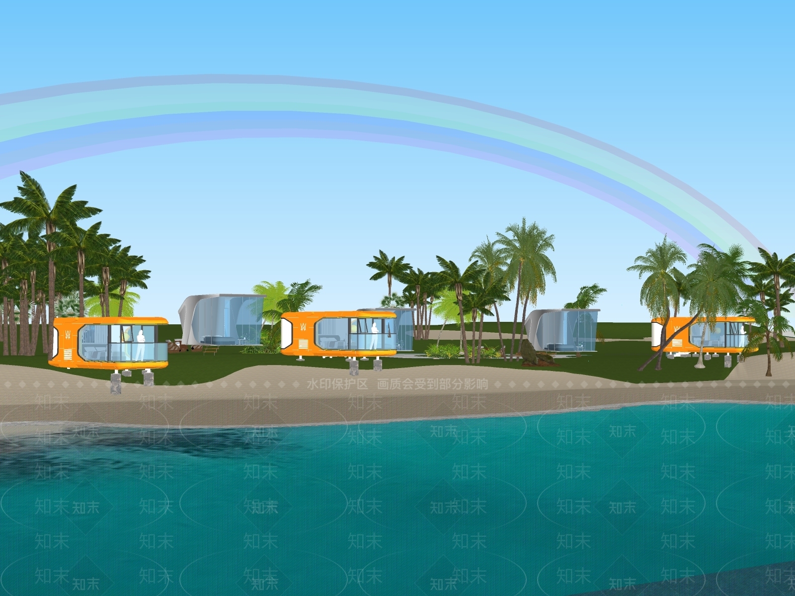 现代民宿建筑SU模型下载【ID:1184435678】