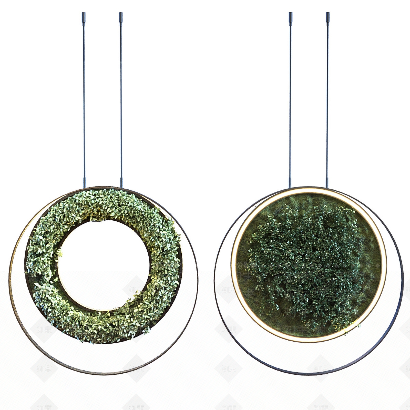 现代圆形绿植吊灯3D模型下载【ID:1184438118】