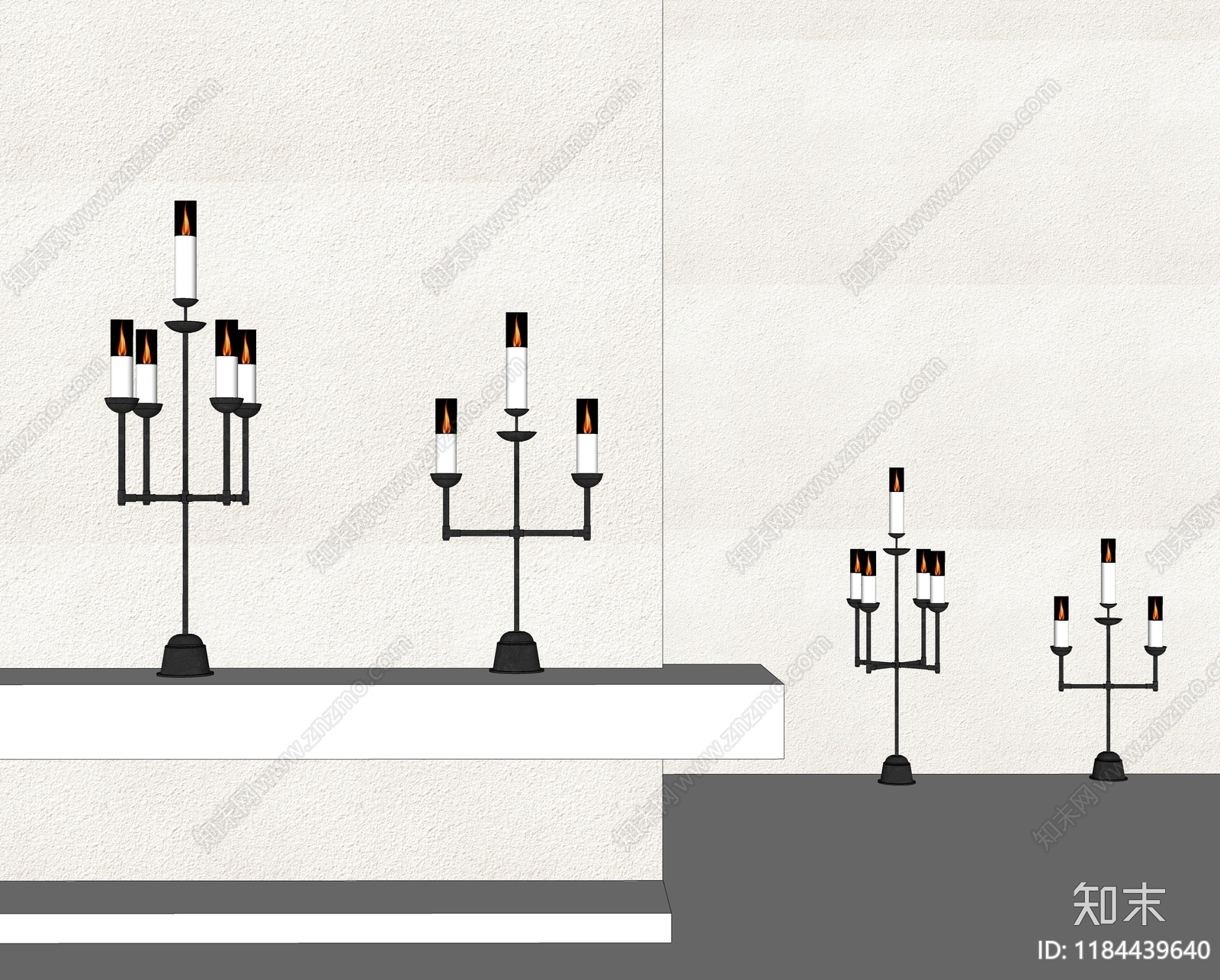 现代中式蜡烛烛台SU模型下载【ID:1184439640】