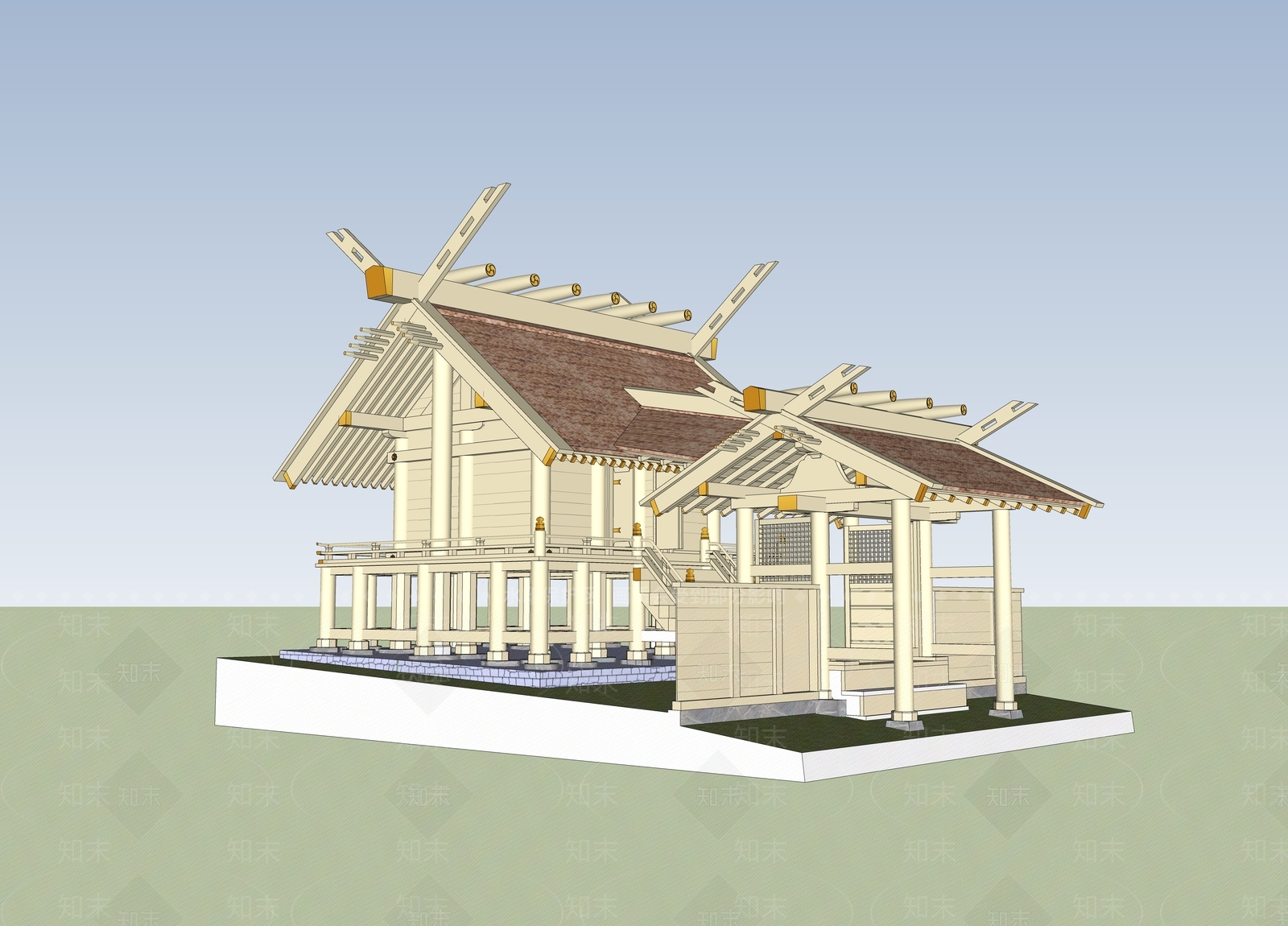 中式古建筑SU模型下载【ID:1184439755】