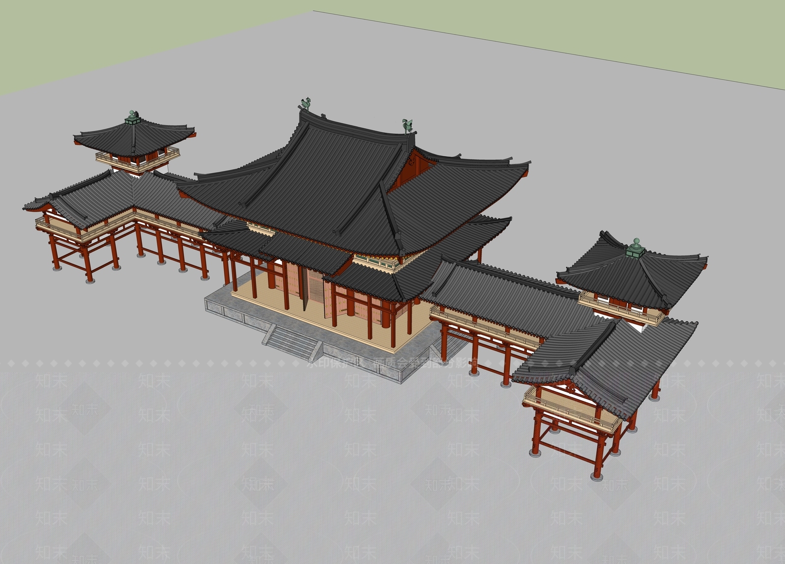 中式古建筑SU模型下载【ID:1184439847】