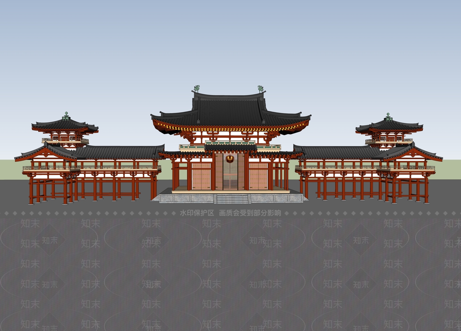 中式古建筑SU模型下载【ID:1184439847】