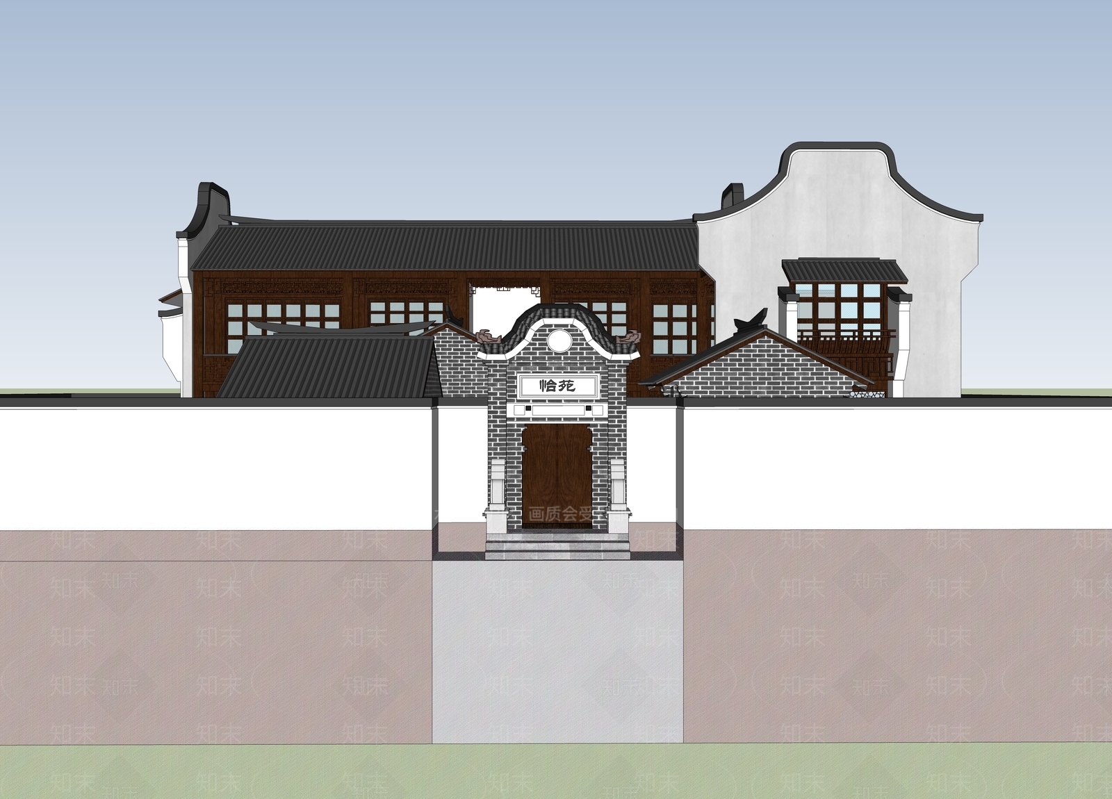 新中式中式乡村民房SU模型下载【ID:1184439966】