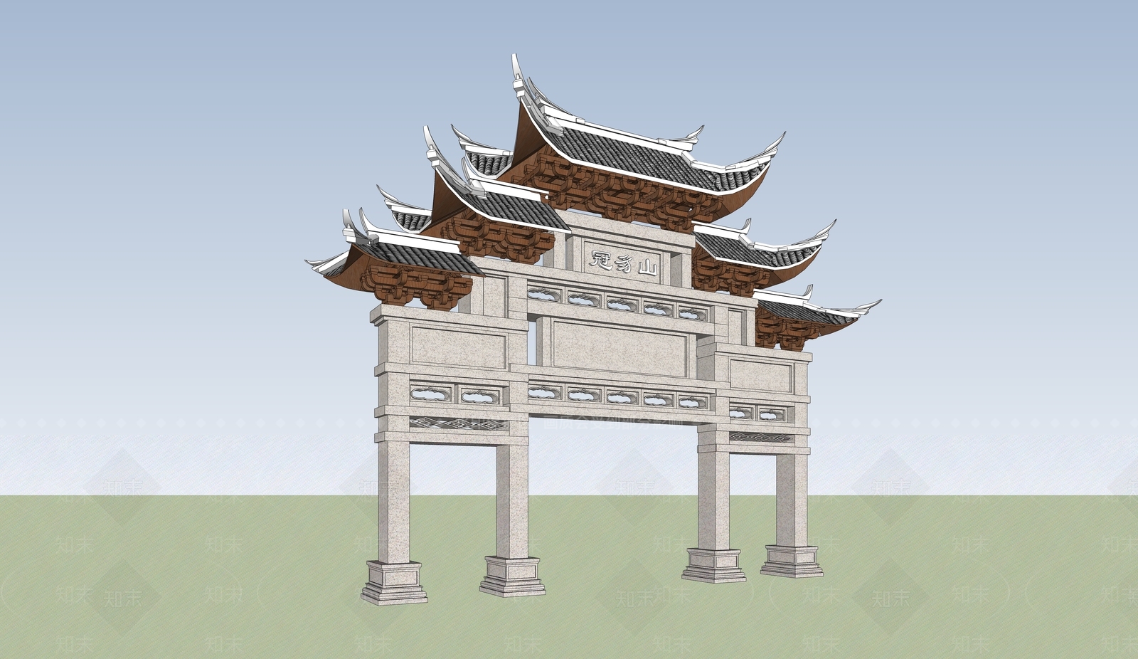 中式牌坊牌楼SU模型下载【ID:1184441046】