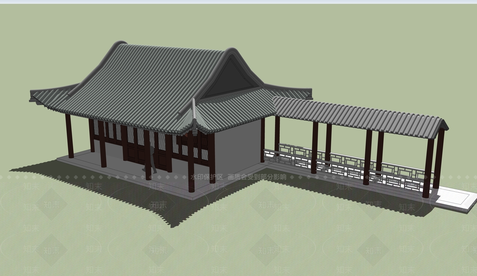 中式古建筑SU模型下载【ID:1184442125】