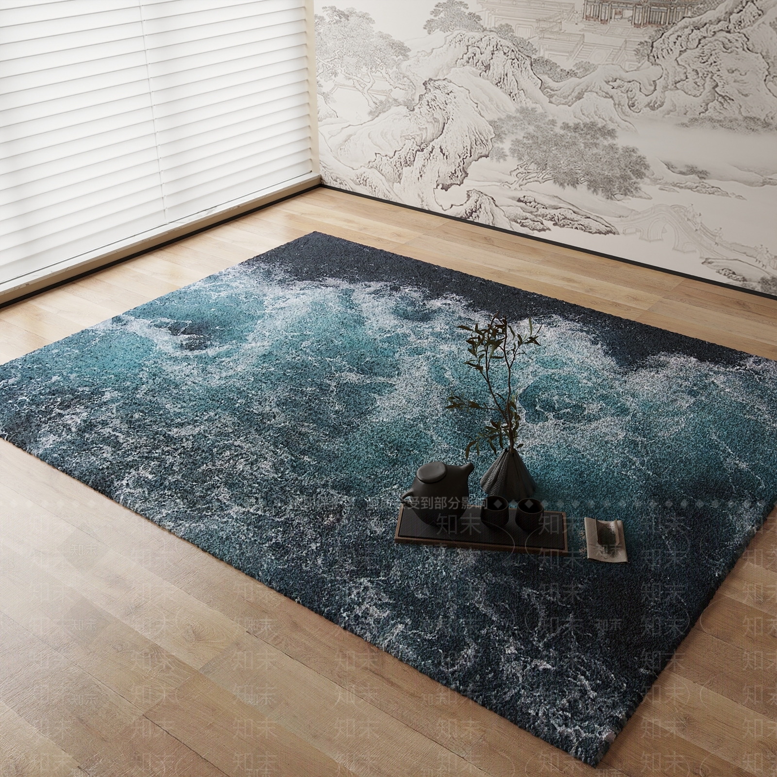 新中式地毯3D模型下载【ID:1184448198】