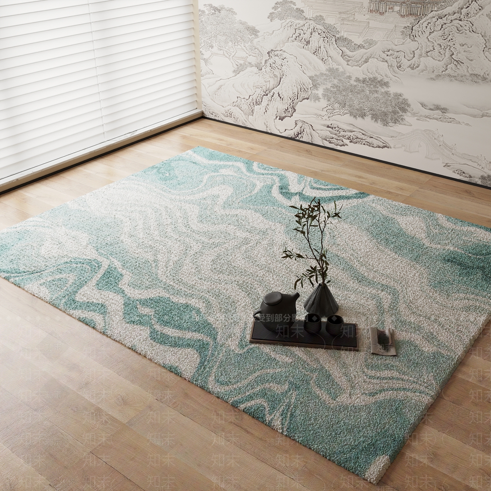 新中式地毯3D模型下载【ID:1184448329】