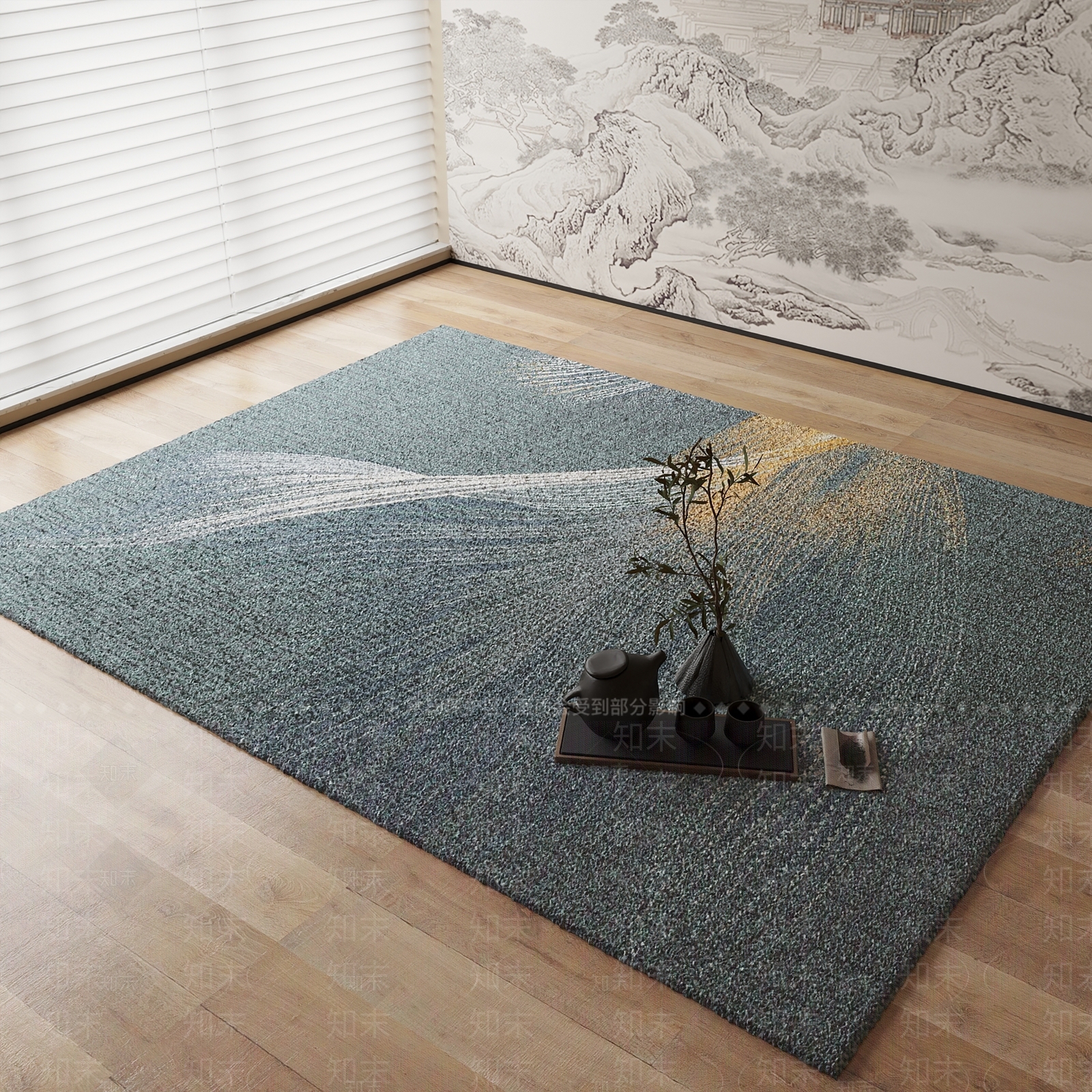 新中式地毯3D模型下载【ID:1184448466】