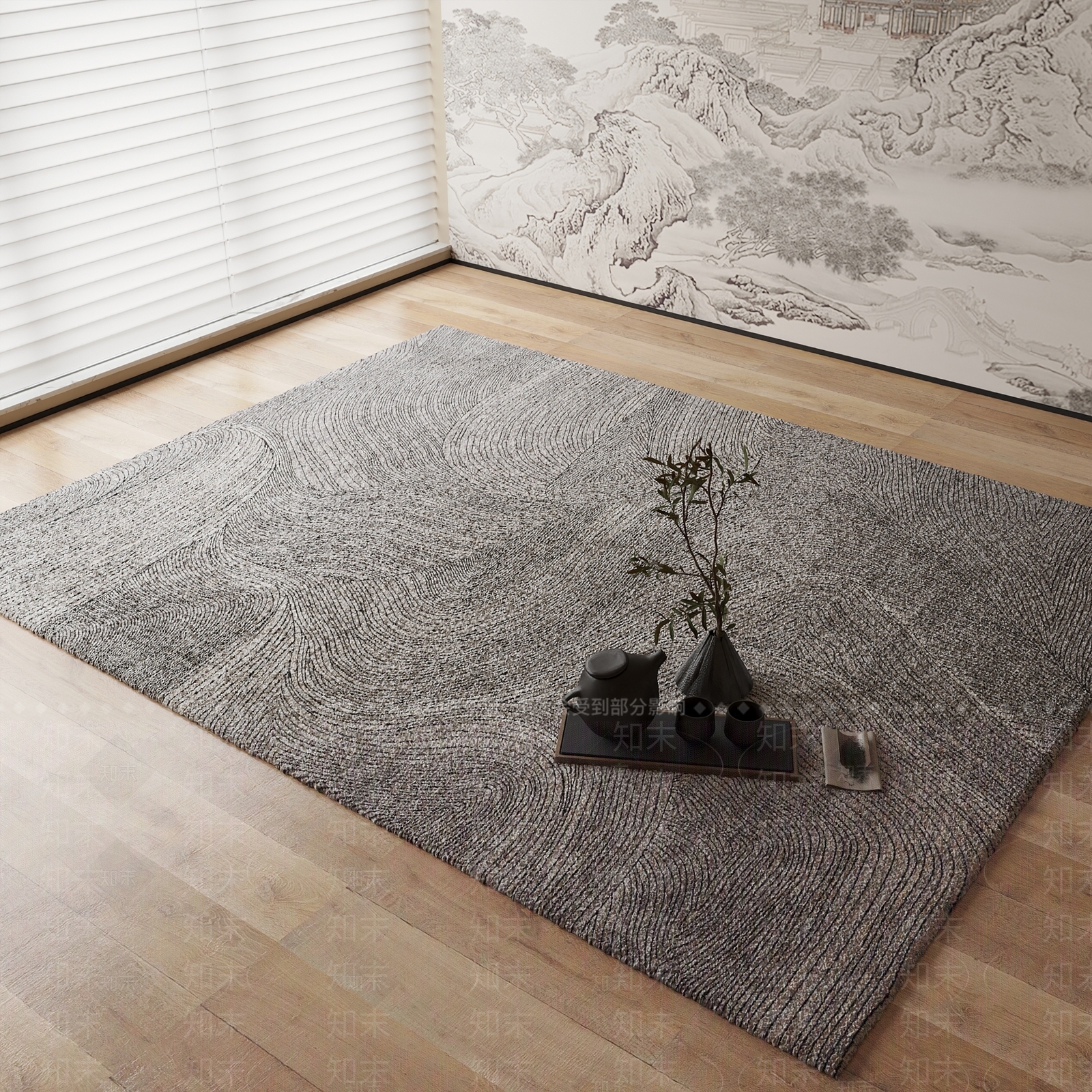 新中式地毯3D模型下载【ID:1184448675】
