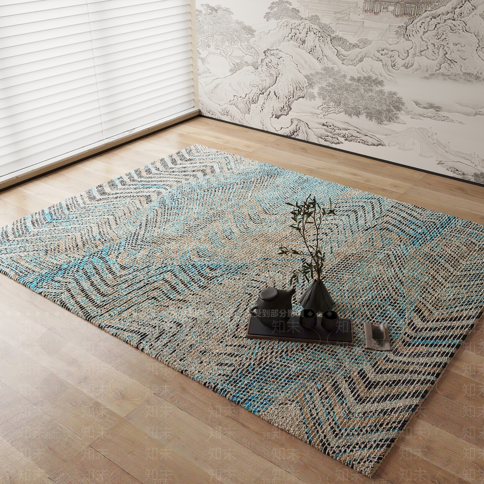 新中式地毯3D模型下载【ID:1184448727】
