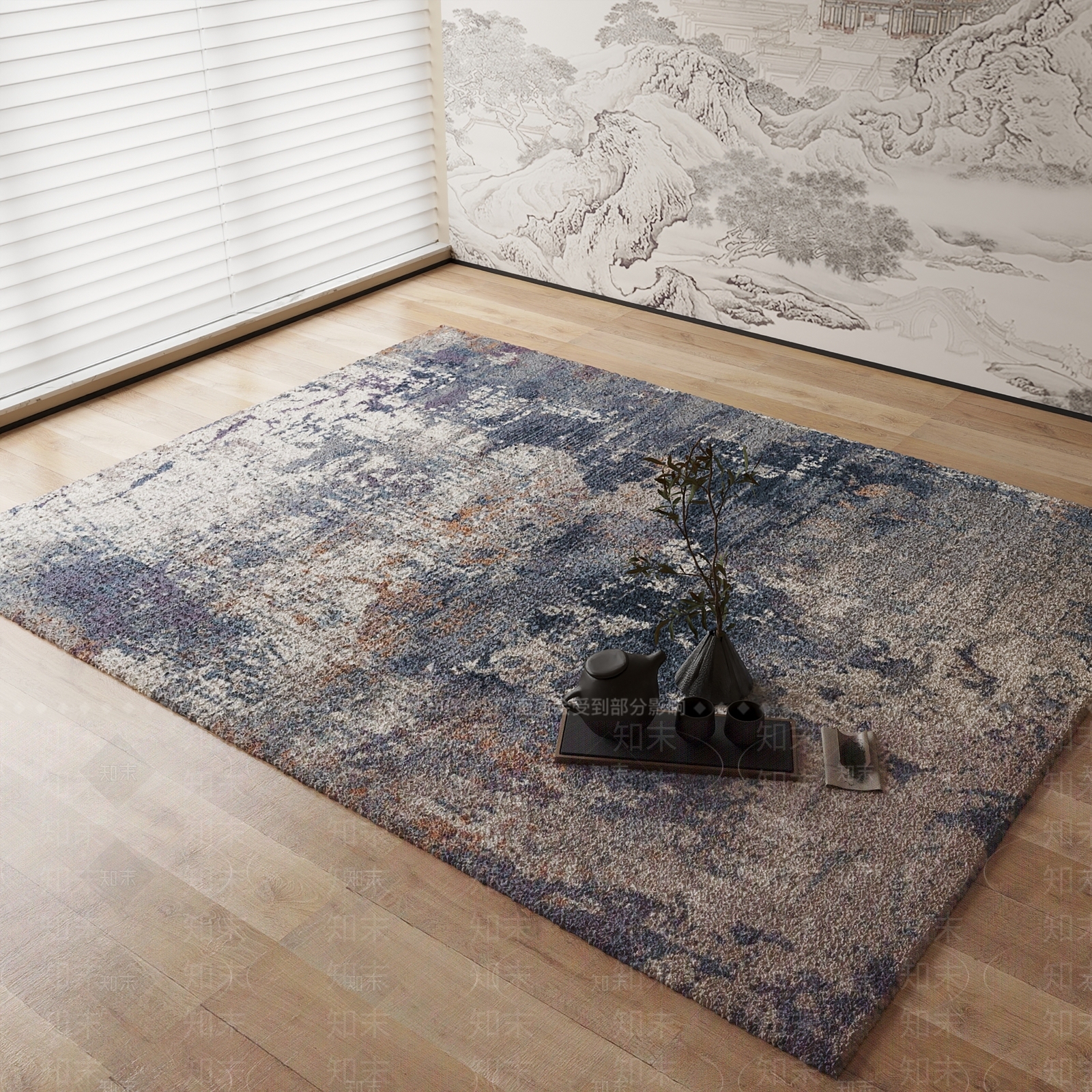 新中式地毯3D模型下载【ID:1184449089】